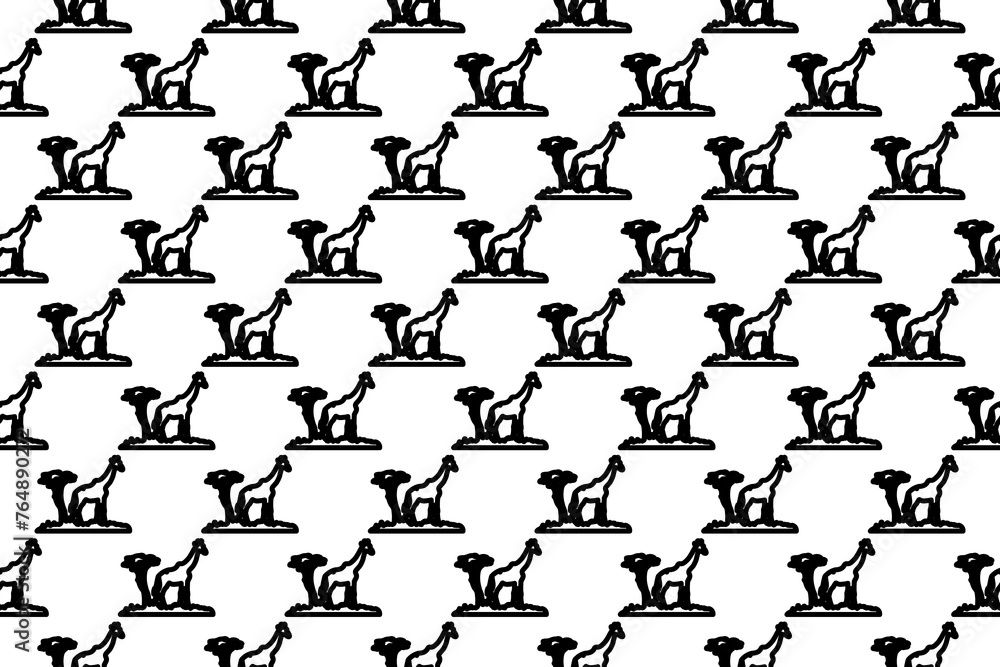 Aufkleber seamless pattern completely filled with outlines of giraffe symbols. elements are evenly spaced. ill