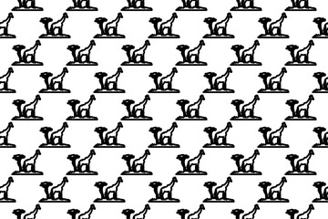 Obraz premium Seamless pattern completely filled with outlines of giraffe symbols. Elements are evenly spaced. Vector illustration on white background