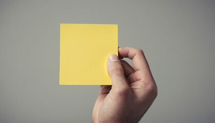 Businessman's Hand Holding Yellow Post-It