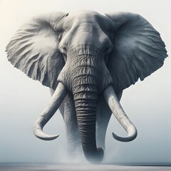 Majestic Elephant Amidst a Misty Landscape