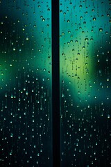 Black rain drops on an old window screen with abstract background