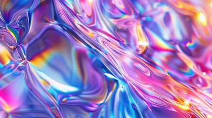 Abstract holographic and colorful background with liquid metal texture