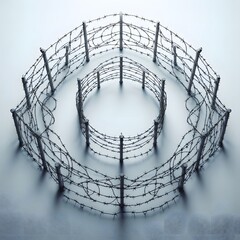 Intricate Design of Concentric Barbed Wire Fences
