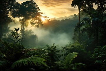 Humid rainforest sunset