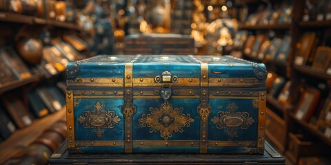 antient treasure chest box with antique relic item, Generative Ai - obrazy, fototapety, plakaty