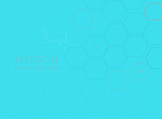 ABSTRACT BLUE MEDICAL BANNER WITH CONNECTING HEXAGONS