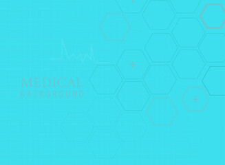 ABSTRACT BLUE MEDICAL BANNER WITH CONNECTING HEXAGONS