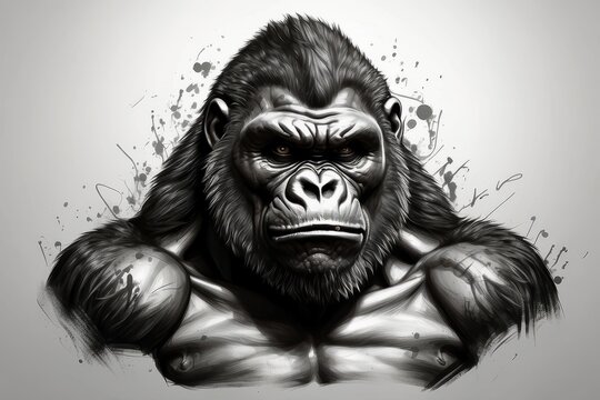 gorilla illustration sketch clipart for tattoo