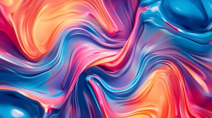 Colorful paint swirl waves, dynamic multicolored fluid wave background for wallpaper - obrazy, fototapety, plakaty