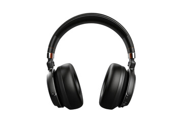 Fototapeta na wymiar Melodic Shadows: a Pair of Black Headphones on a White Canvas.