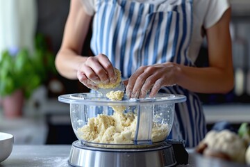 Chicken fillet processed into minced meat for cooking cutlets.