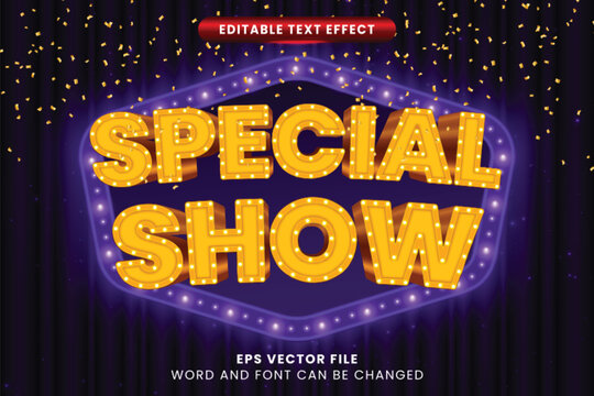 Special show retro vintage 3d editable vector text effect