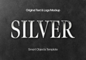 Silver Chrome Text Effect Mockup