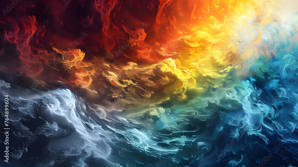 Poster abstract luminous landscape with shifting color layers and harmonious depth