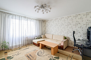 standard interior apartment. living room with sofa