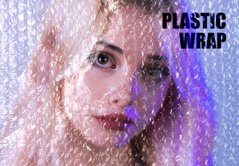 Fototapeta na wymiar Transparent Bubble Plastic Wrap Photo Effect Mockup