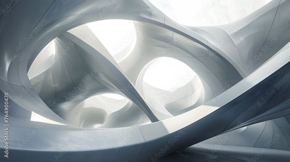 Poster abstract architectural forms twist and blend in unique 4d perspective