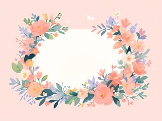 Mother's day background with copy space. Flowers surrounds abstract frame layout. Soft and gentle colors.