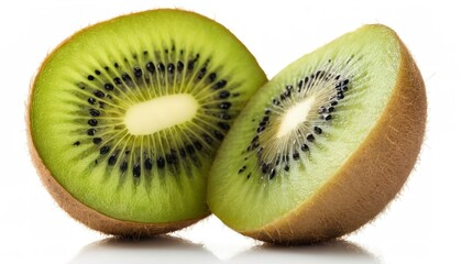 half kiwi fruit one pice on white background