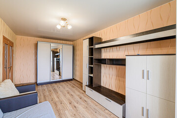 standard interior apartment. living room with sofa