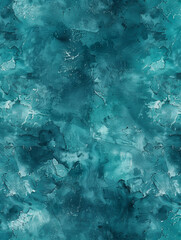 Abstract acrylic painting with a rich texture in shades of teal, evoking the depth and movement of...