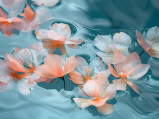 Delicate Colorful Petals Floating in Abstract Background Art Work