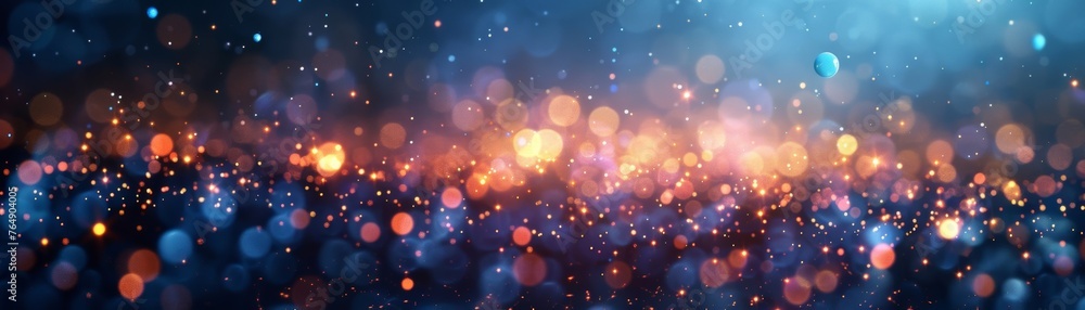 Poster stunning and elegant bokeh effect display, featuring a multitude of shimmering, radiant circles on a