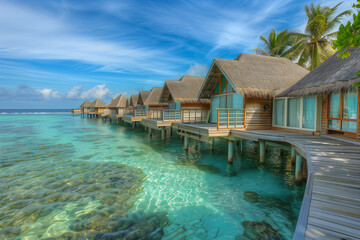 Fototapeta premium luxury villas on the water in the maldives. beautiful places for travel and relaxation