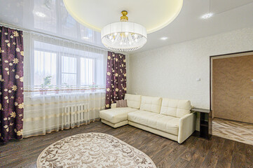 standard interior apartment. living room with sofa