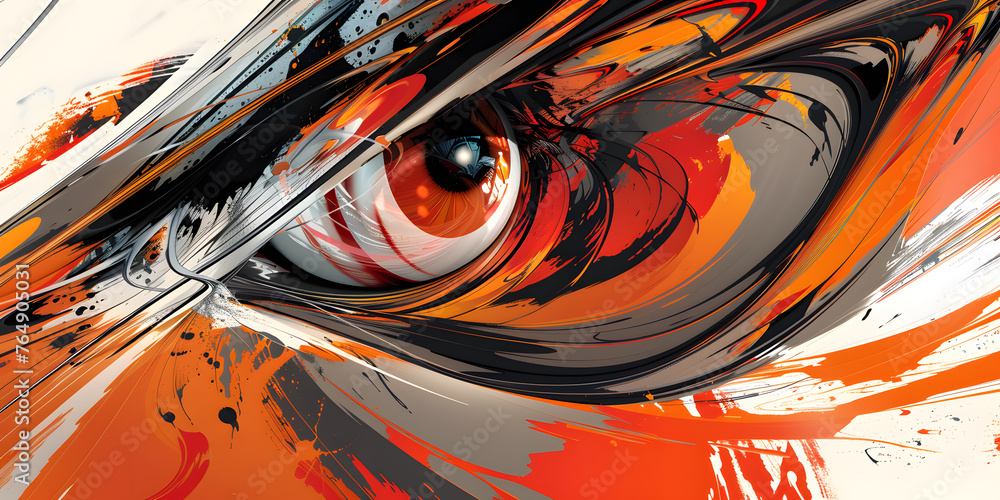 Poster dynamic abstract composition: vibrant lines and curves in motion