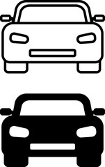 Obraz premium Car icons. Black and White Vector Icons of Vehicle Front. Car service concept