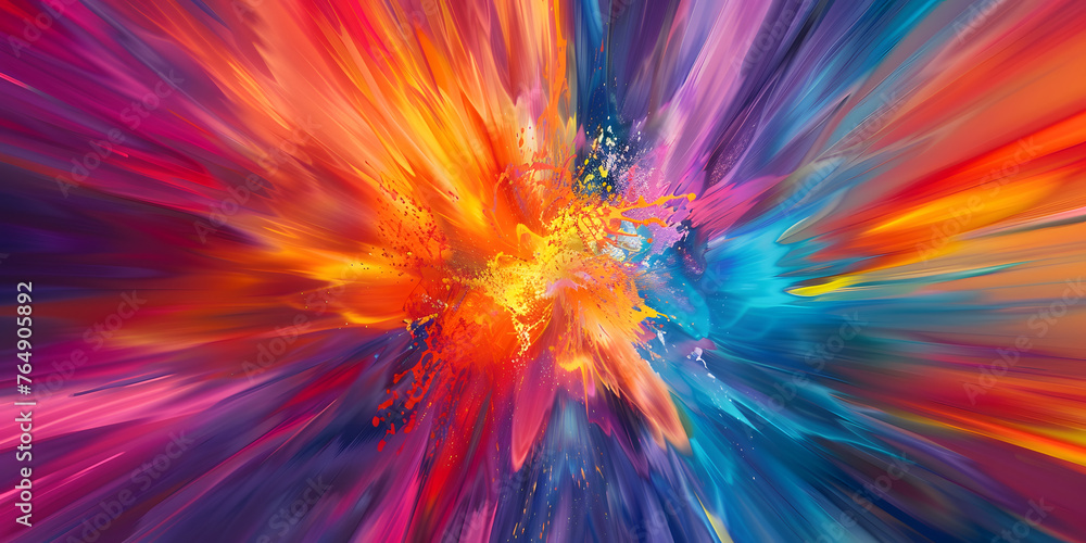 Poster energetic colorful abstract burst background with vibrant pulsating elements