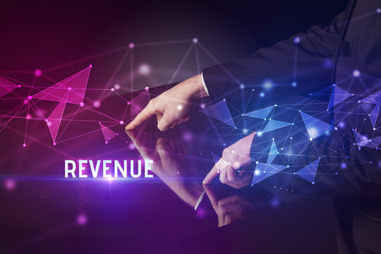 Businessman touching huge screen concept