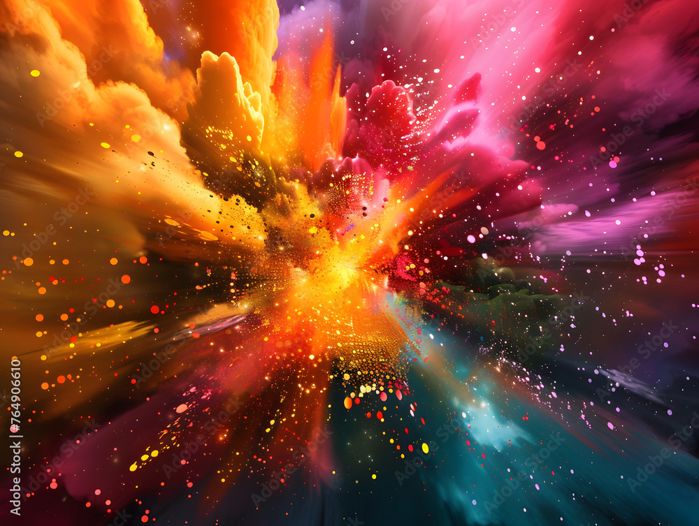 Poster explosions of color: vivid abstract background with dynamic bursting shapes.