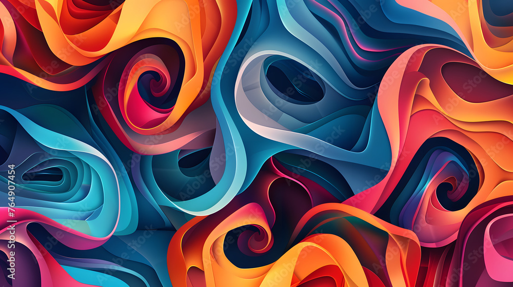 Poster abstract geometric shapes intertwine in colorful artistic background