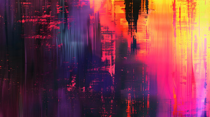Glitchy Abstract Background with Fragmented Distortions and Colorful Elements