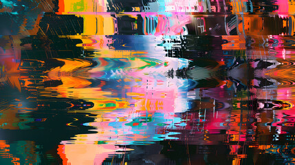 Abstract Glitch Art Background with Fragmented Distortions and Vibrant Colors