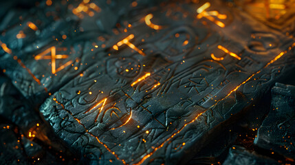 Glowing Runes Illuminate Ancient Mysteries Abstract Background Art