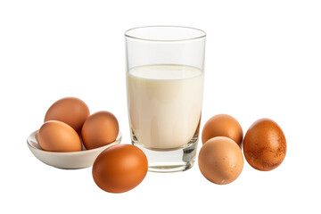 A Delicate Balance: Glass of Milk Beside a Bowl of Eggs.