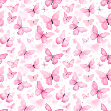 Beautiful Pink Watercolor Butterfly Tile Design