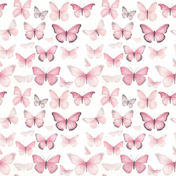 Pink Watercolor Butterflies Tile with Shades of Pink