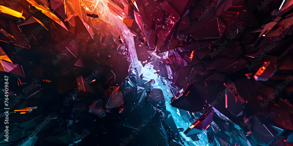 Poster colorful abstract background with jagged shards of light piercing through