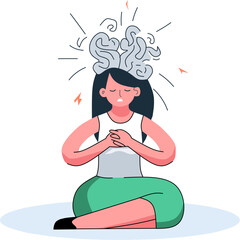 A woman who is depressed with confused thoughts is depressed