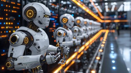 Fototapeta premium Integrate AI into service management to streamline operations, reduce costs, and elevate customer experiences through predictive analytics, automated ticketing, and personalized support. 