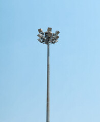 street lamp post isolated in blue sky background