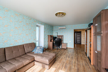 standard interior apartment. living room with sofa