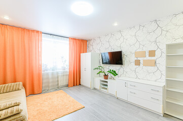 standard interior apartment. living room with sofa