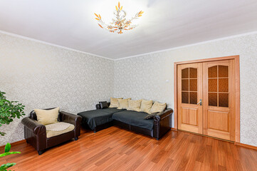 standard interior apartment. living room with sofa