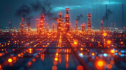 Fototapeta premium Harnessing AI in the industrial and energy sectors ensures sustainable, efficient, and adaptable production, vital for a greener future and economic resilience. 