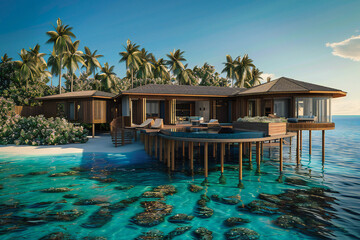 Obraz premium luxury villas on the water in the maldives. beautiful places for travel and relaxation